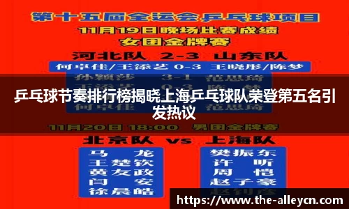 乒乓球节奏排行榜揭晓上海乒乓球队荣登第五名引发热议